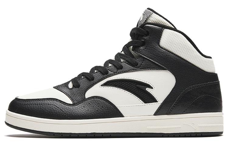 Anta Slip-Resistant Cushioning Wear-Resistant High-Top Skateboard Shoes Men's Ivory White Black