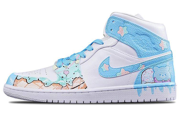 Jordan Air Jordan 1 Mid Top Vintage Basketball Shoes Unisex Carolina Blue