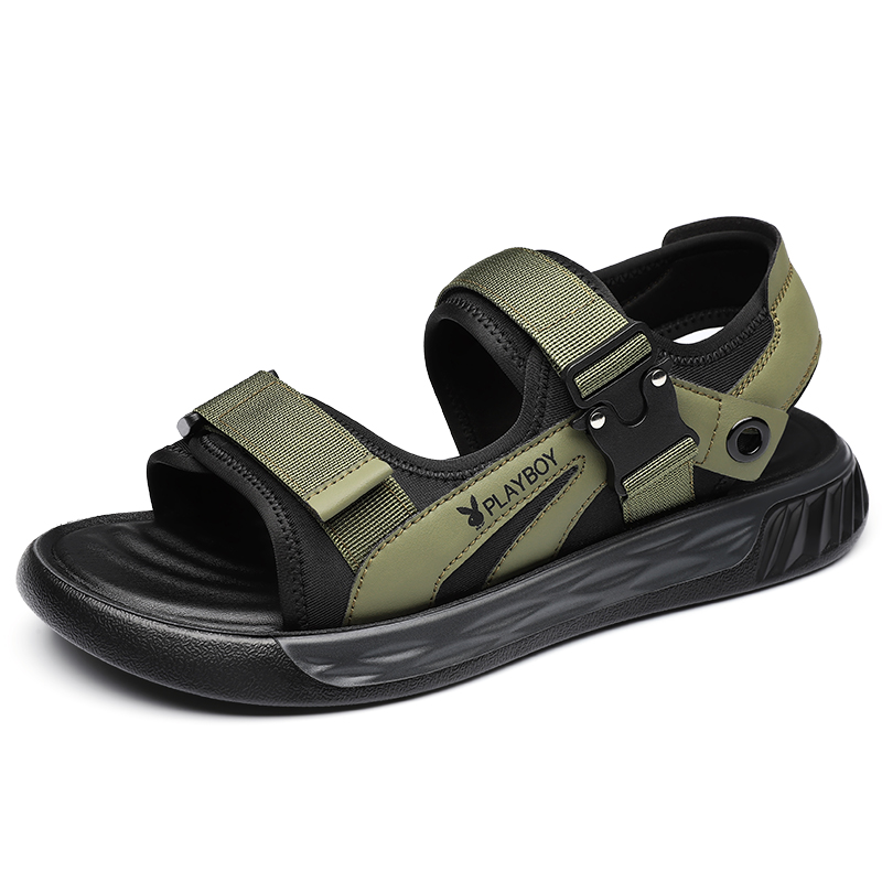Playboy Beach Sandals Men Brown/Green/Gray