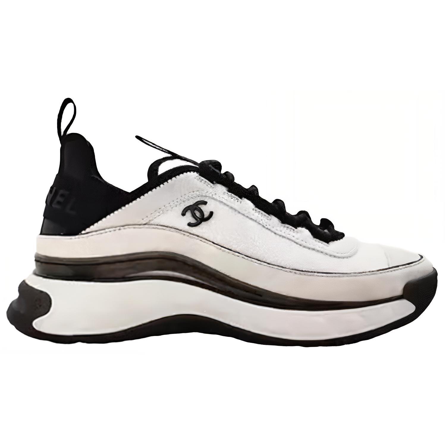 CHANEL Women's Velvet Calfskin & Mixed Fibers Sneaker 'White Black' Women's