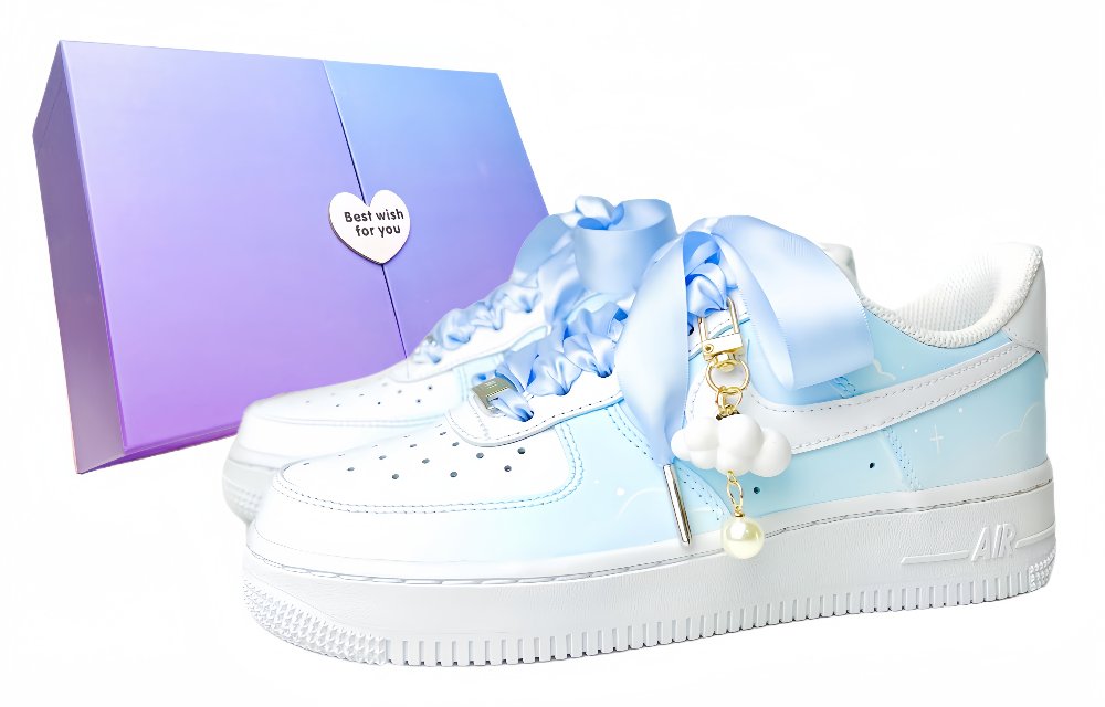 Nike Air Force 1 Low-Top Skateboard Shoes Women's Blue White