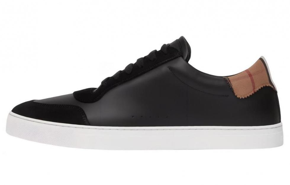 Burberry Leather Suede And Vintage Check Cotton Sneakers Black