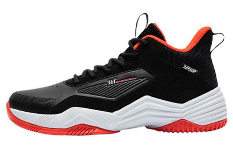 361° Cushioning Wear-Resistant Mid-Top Basketball Shoes Men's Black Red