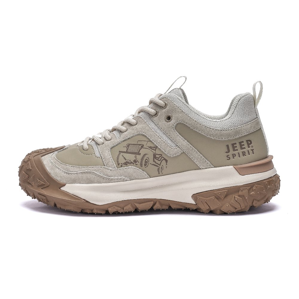 JEEP SPIRIT Anti-Slip Wear-Resistant Water-Resistant Impact-Resistant Lightweight Low-Top Outdoor Shoes Men's Sandstone