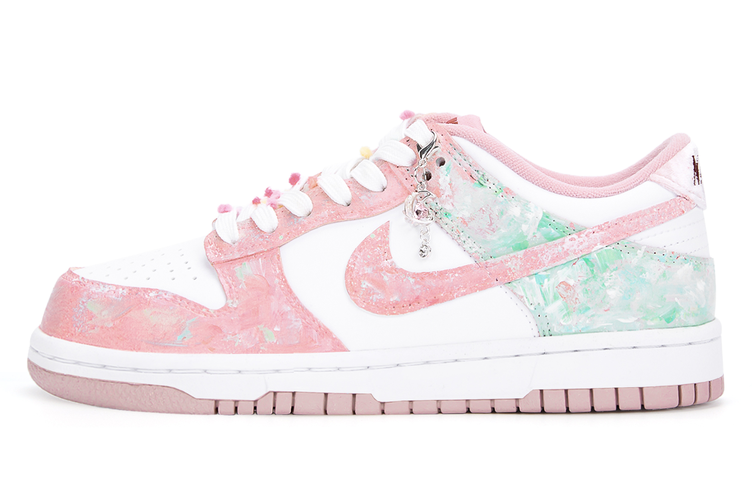 Nike Dunk Abrasion Resistant Low top Skateboard Shoes Women's Pink White