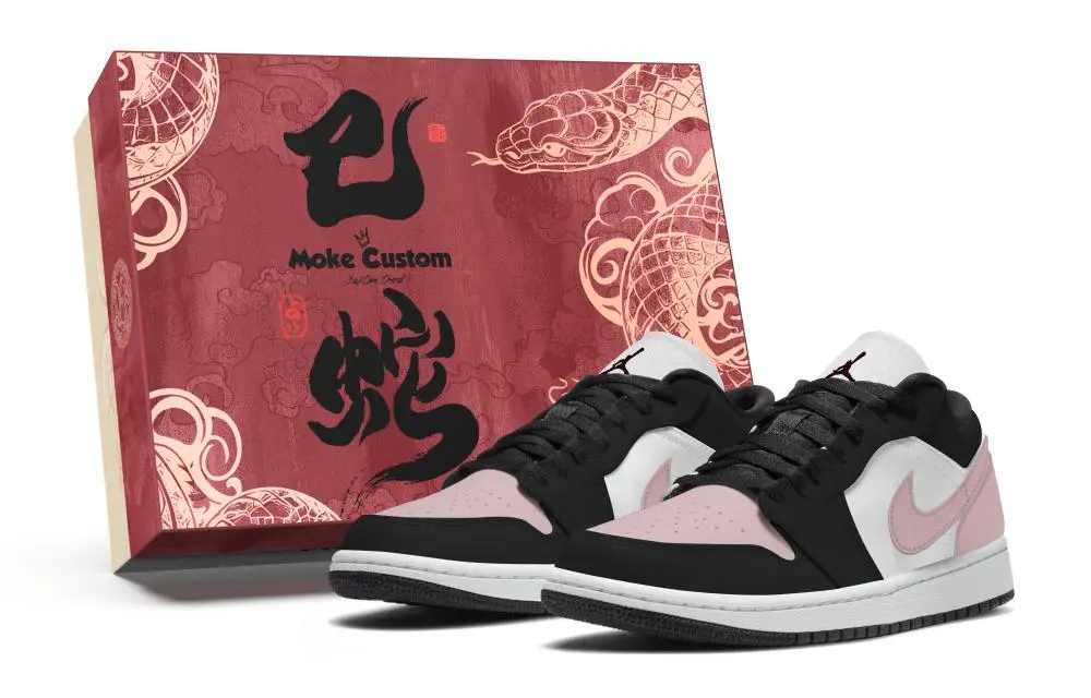 Jordan Air Jordan 1 Abrasion Resistant Low top Vintage Basketball Shoes Unisex Black Pink