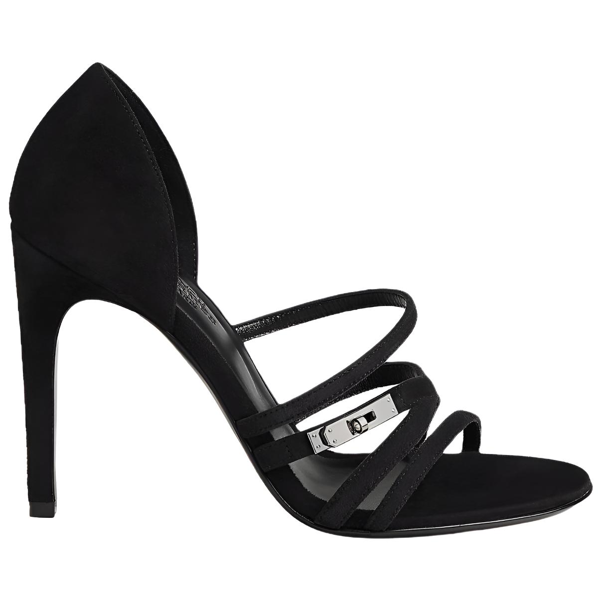 HERMES Lipstick One Strap Sandals 10.5cm Women's Black