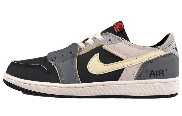 Jordan Air Jordan 1 RISK Smoke Gray Deconstruction Wear-Resistant Low-Top Vintage Basketball Shoes Unisex Black Gray