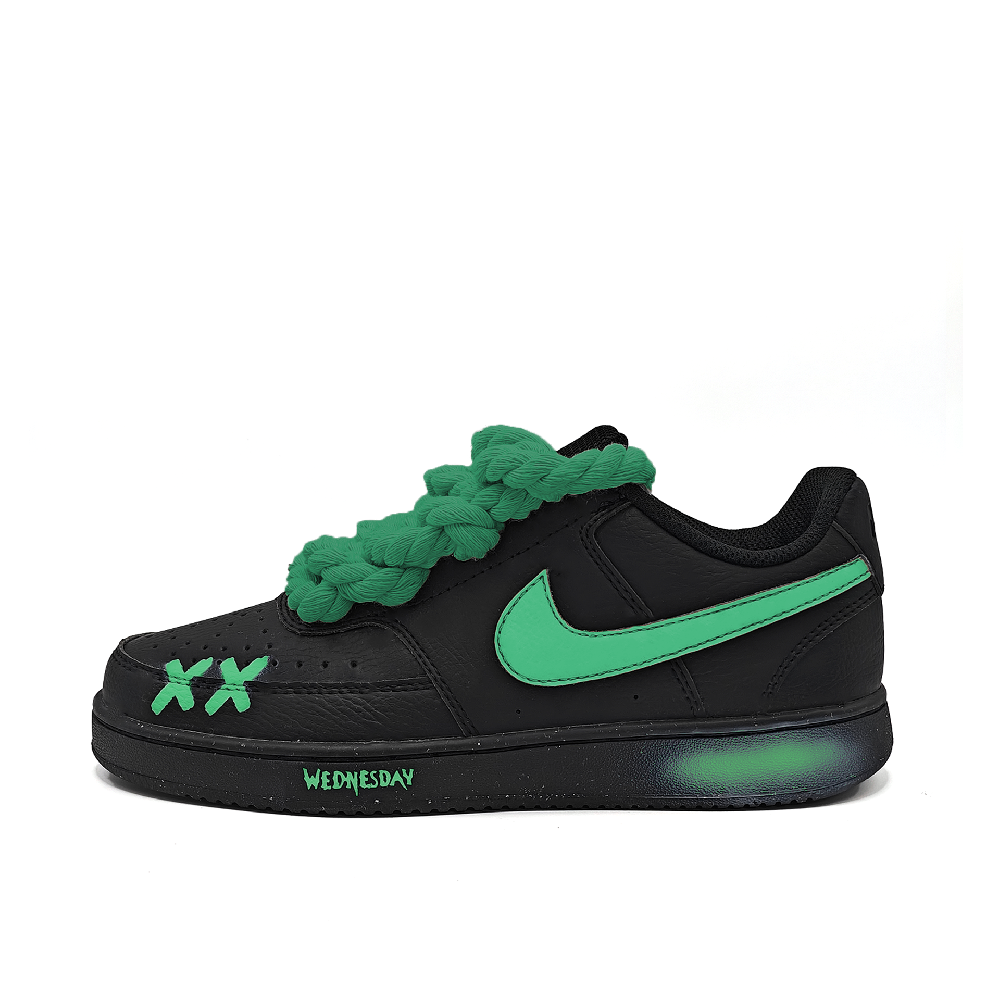 Nike Court Vision Slip-Resistant Cushioning Lightweight Low-Top Skateboard Shoes Unisex Black Green