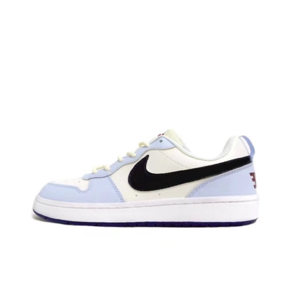 Nike Court Borough Chao Shui Manufacturing Durable Breathable Low-Top Skateboard Shoes Women's Blue White Black GS