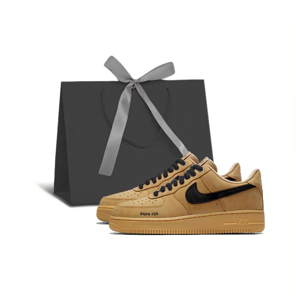 Nike Air Force 1 Low Black Brown CNY Snake Year Air Force 1 Low-Top Skateboard Shoes Unisex Wheat