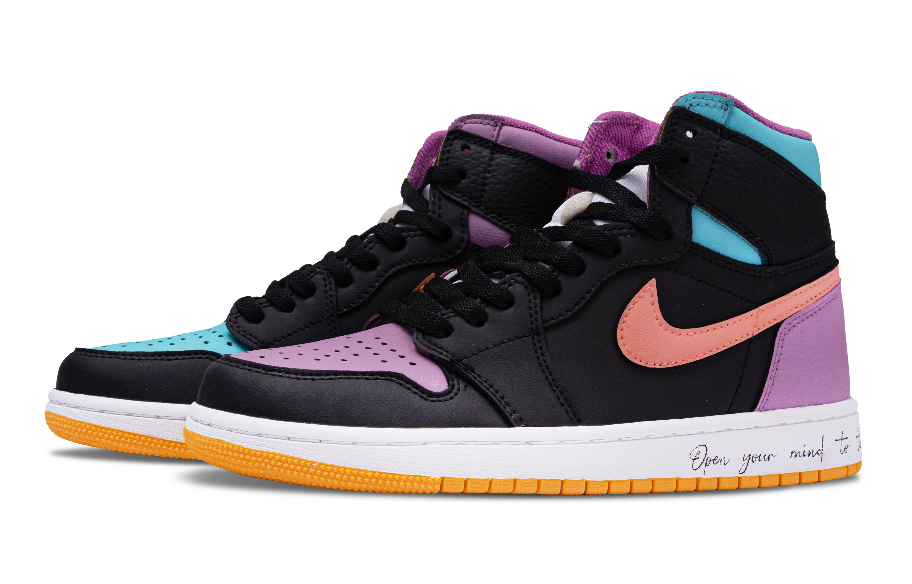 Jordan Air Jordan 1 Candy Abrasion Resistant Support Vintage Basketball Shoes Unisex Black Purple Blue