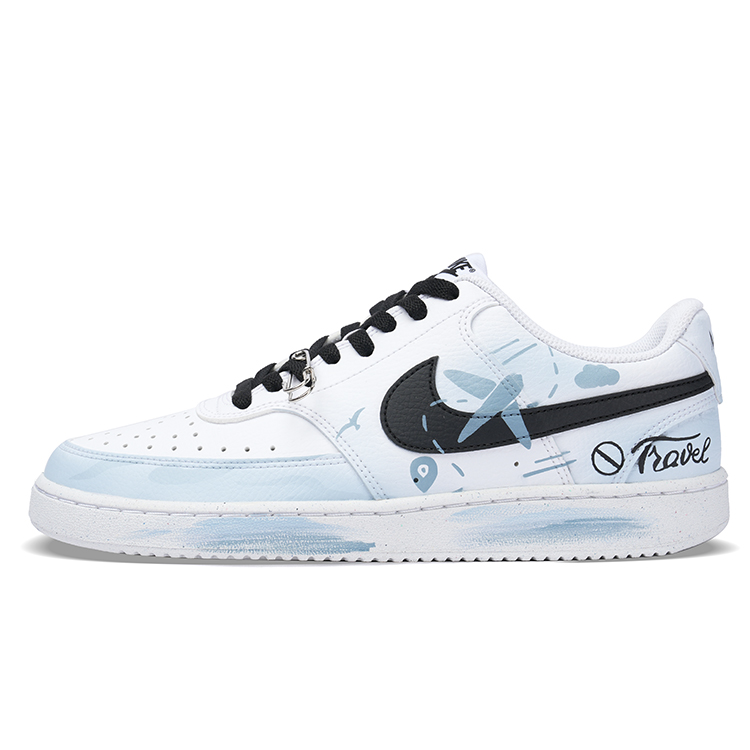 Nike Court Vision 1 Low-Top Skateboard Shoes Men's Blue White