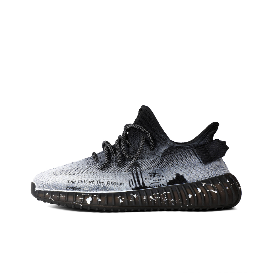 Adidas Originals Yeezy Boost 350 V2 Breathable Moisture-Wicking Coverage Low-Top Casual Shoes Unisex Black Gray