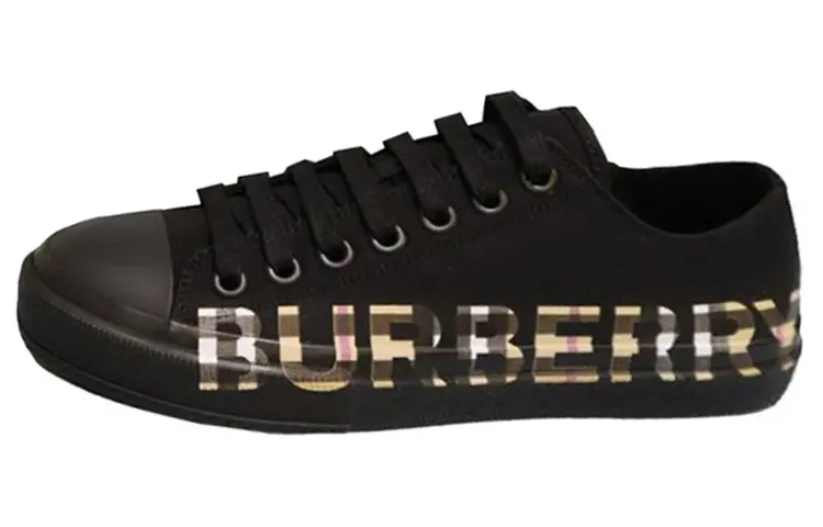 Burberry Vintage Logo Print Cotton Gabardine Sneakers 'Black'