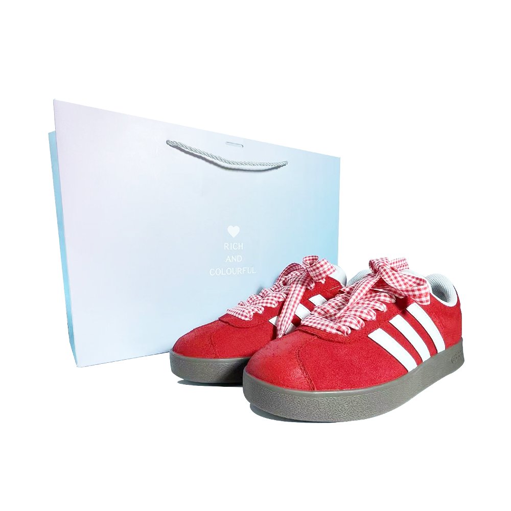 Adidas Neo VL Court Lifestyle Red Plaid Coverage Quick Dry Lightweight Low Top Skateboard Shoes Unisex Red White
