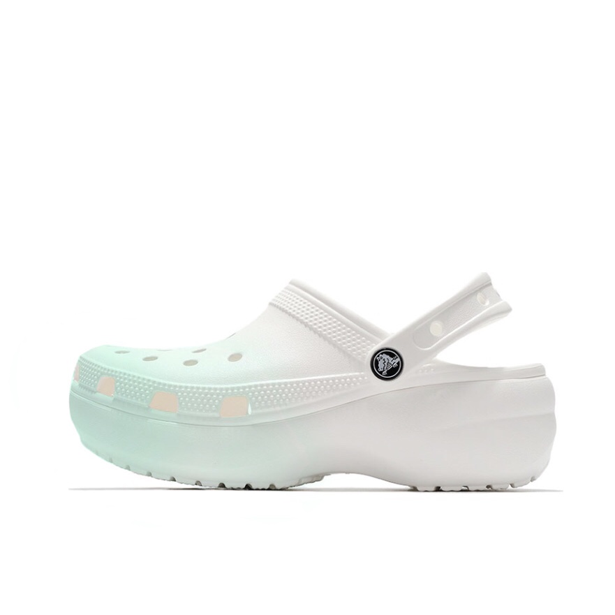 Crocs Classic Platform Clog Minimalist Green, Beach Girlish Campus Style Clogs Unisex Green