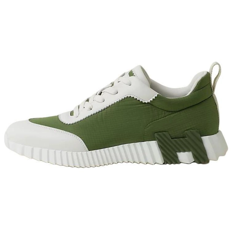 HERMES Bouncing Low top Casual Shoes Men's White Green