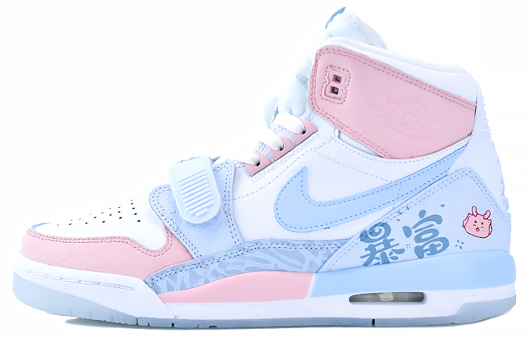 Jordan Legacy 312 Cushioned Anti-Slip And Wear-Resistant Lightweight High-Top Vintage Basketball Shoes GS Blue Pink