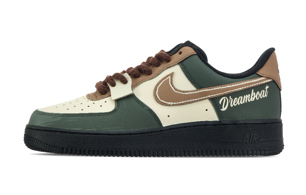 Nike Air Force 1 Jungle Crossing Anti-Slip And Wear-Resistant Lightweight Low-Top Skateboard Shoes Unisex Brown Green