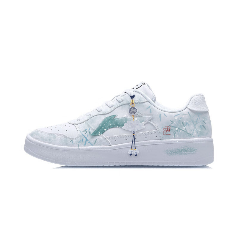 LiNing Pontoon Boats Wear resistant And Lightweight Low Top Skateboard Shoes Men's White Green