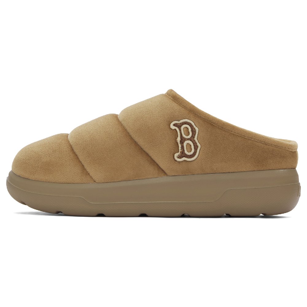 MLB Boston Red Sox Abrasion-Resistant Slip-Resistant Platform Height Increasing Fleece-Lined Mules Unisex Dark Camel