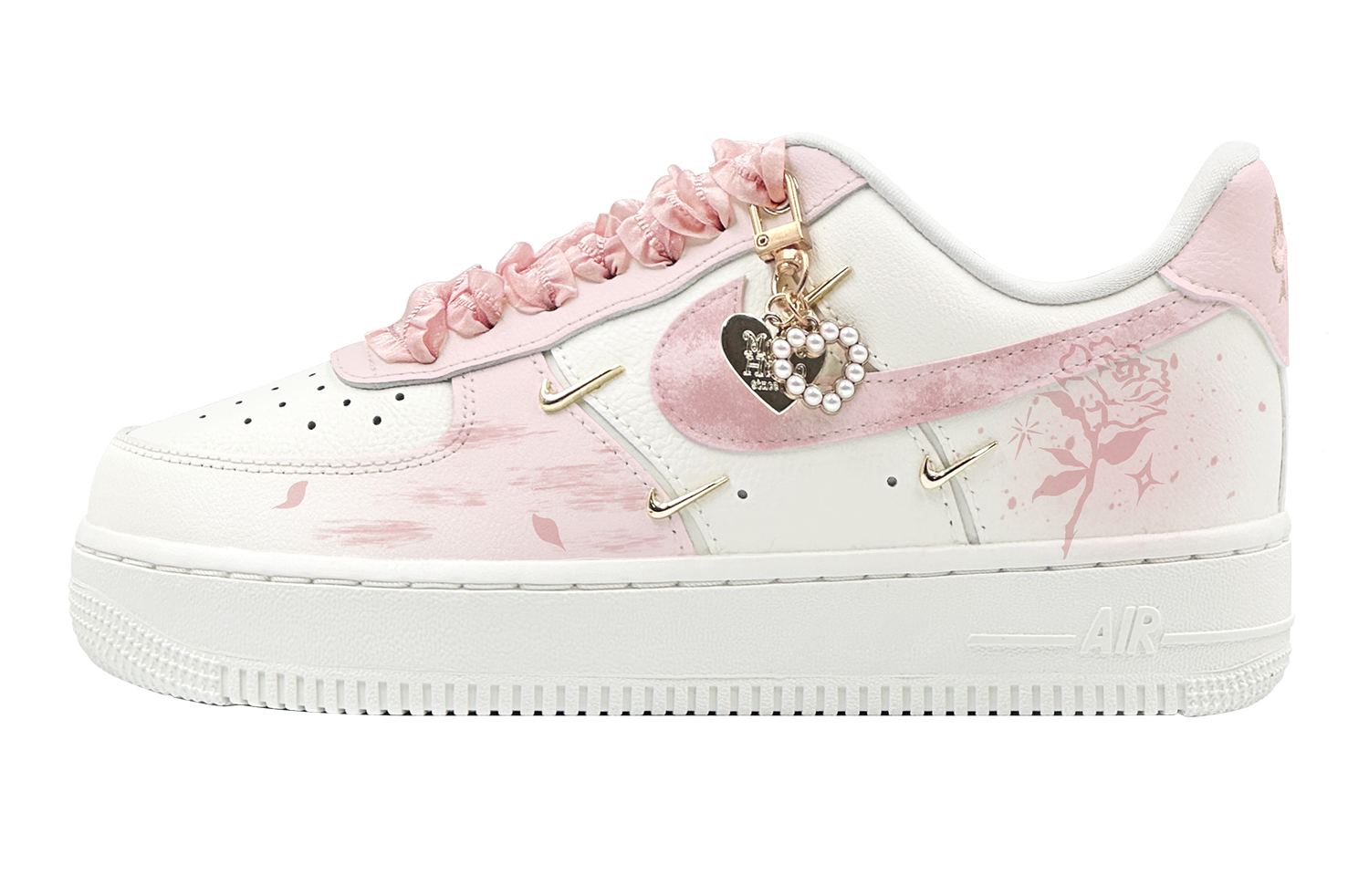 Nike Air Force 1 Mini Gold Slip Resistant Abrasion Resistant Low top Skateboard Shoes Women's