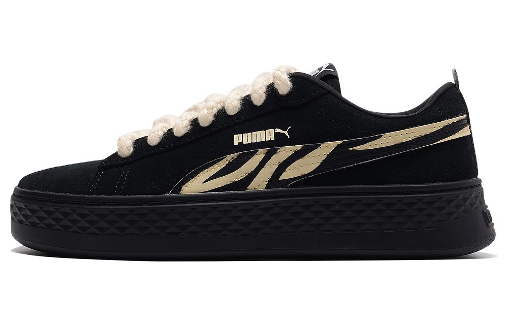 PUMA Smash Platform Slip-Resistant Low-Top Skateboard Shoes Women's Black