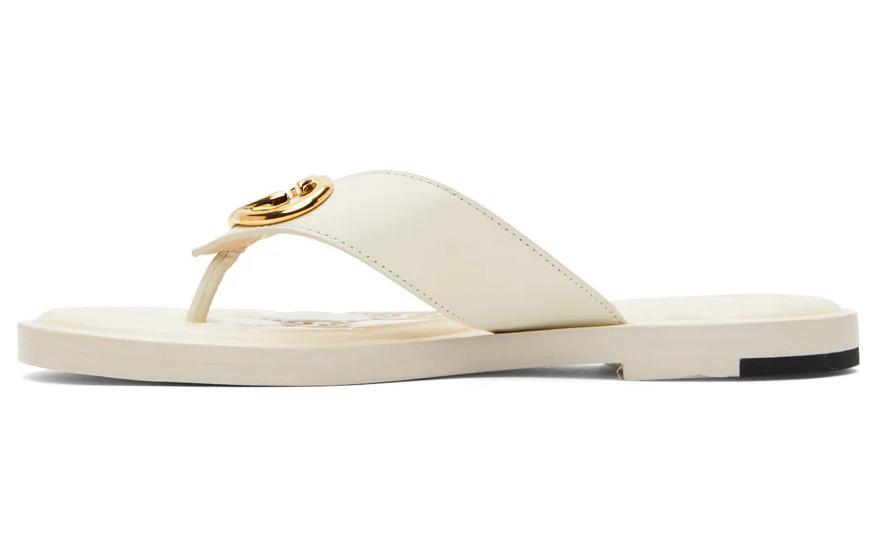 GUCCI Interlocking Flip Flops Women's White