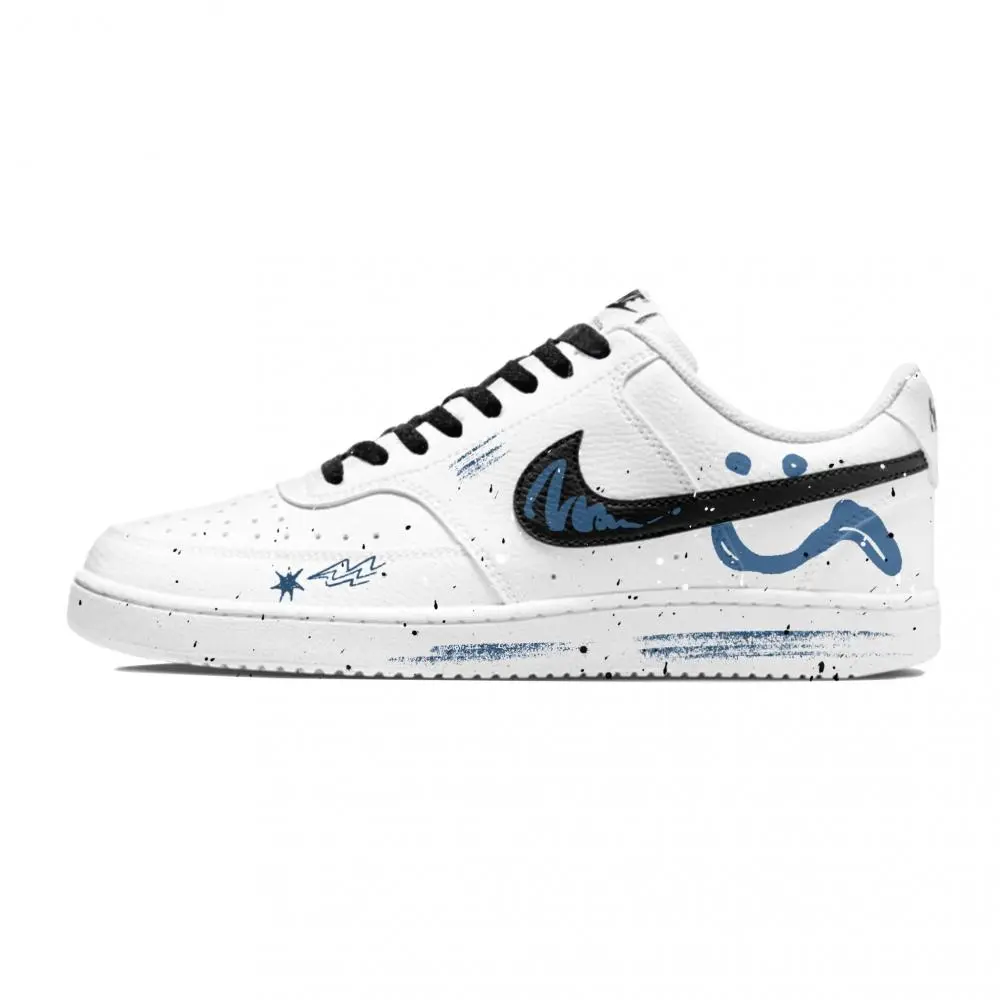 Nike Court Vision 1 Low top Skateboard Shoes Men's Black White