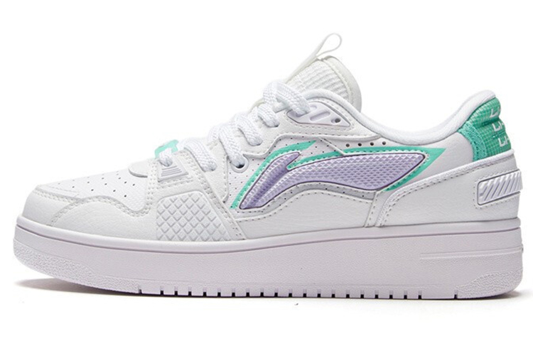 LiNing Wear-Resistant Slip-Resistant Low-Top Skateboard Shoes Women's White Purple