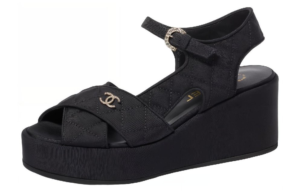 CHANEL Beach Sandals Women's Black