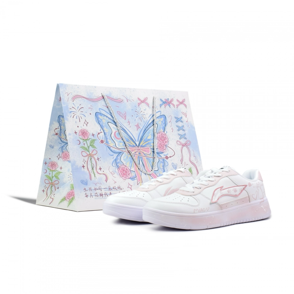 LiNing Pontoon Boats Slip Resistant, Abrasion Resistant, Breathable Low Top Skateboard Shoes Women's Pink