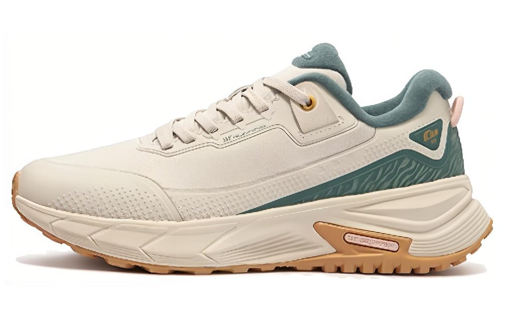 361° Rain Screen Anti-Slip Wear-Resistant Low-Top Running Shoes Women's Beige Green