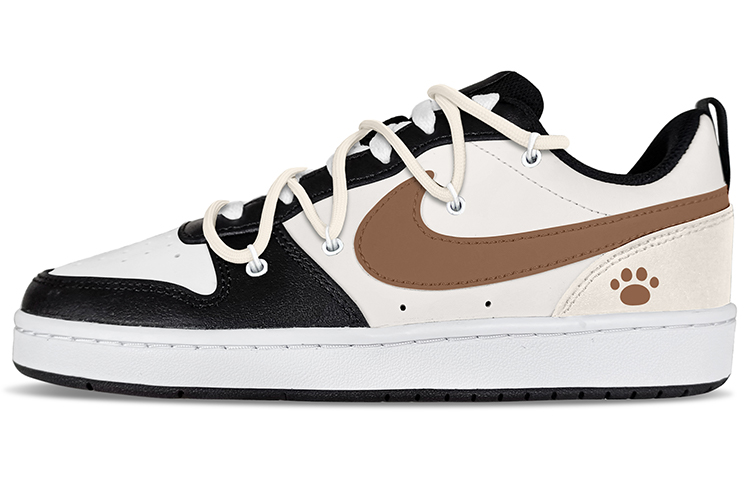 Nike Court Borough 2 Low-Top Skateboard Shoes GS Brown Beige Black
