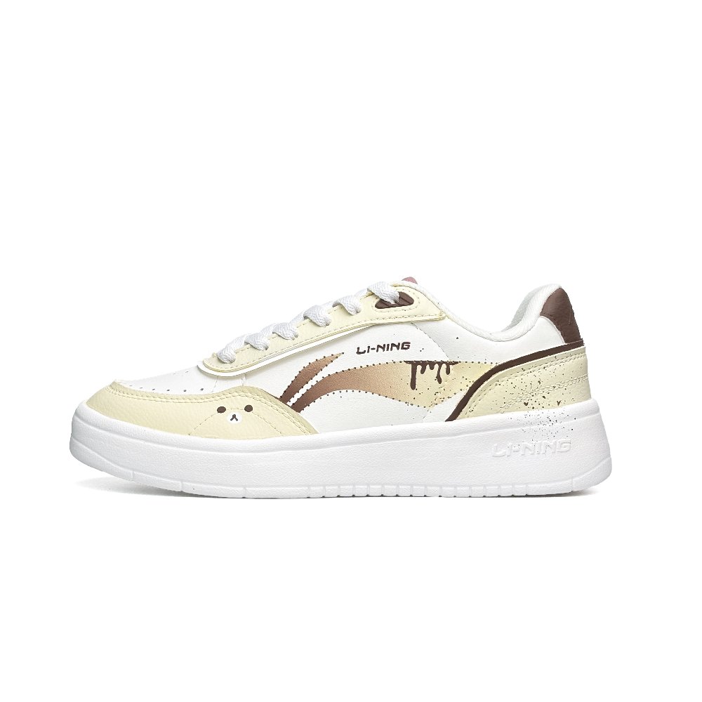 LiNing Su Anti Slip Wear Resistant Low Top Skateboard Shoes Women's White Yellow