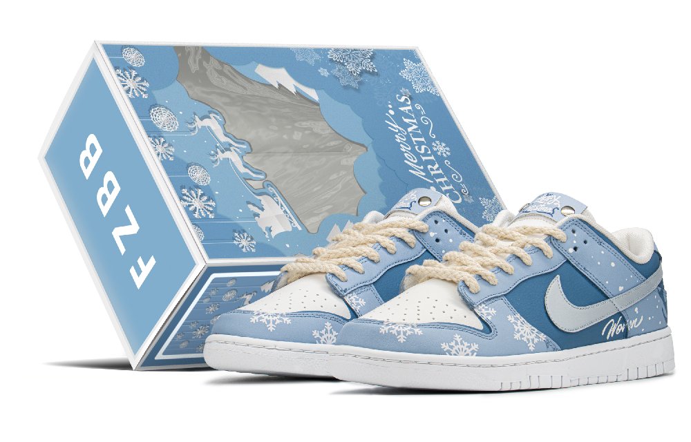 Nike Dunk Retro Fzbb Anti-Slip And Wear-Resistant Lightweight Low-Top Skateboard Shoes Men's Blue Special Gift Box