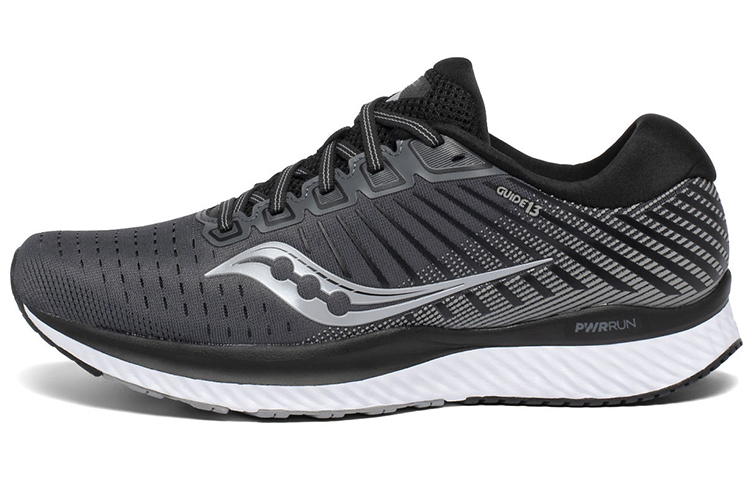 Saucony Guide 13 Slip Resistant Support Lightweight Low Top Running Shoes Men's Black White