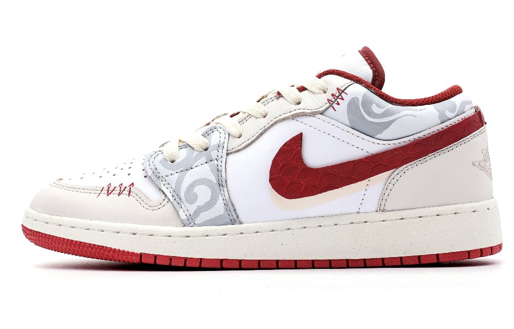 Jordan Air Jordan 1 Abrasion Resistant Breathable Low Top Vintage Basketball Shoes GS White Red