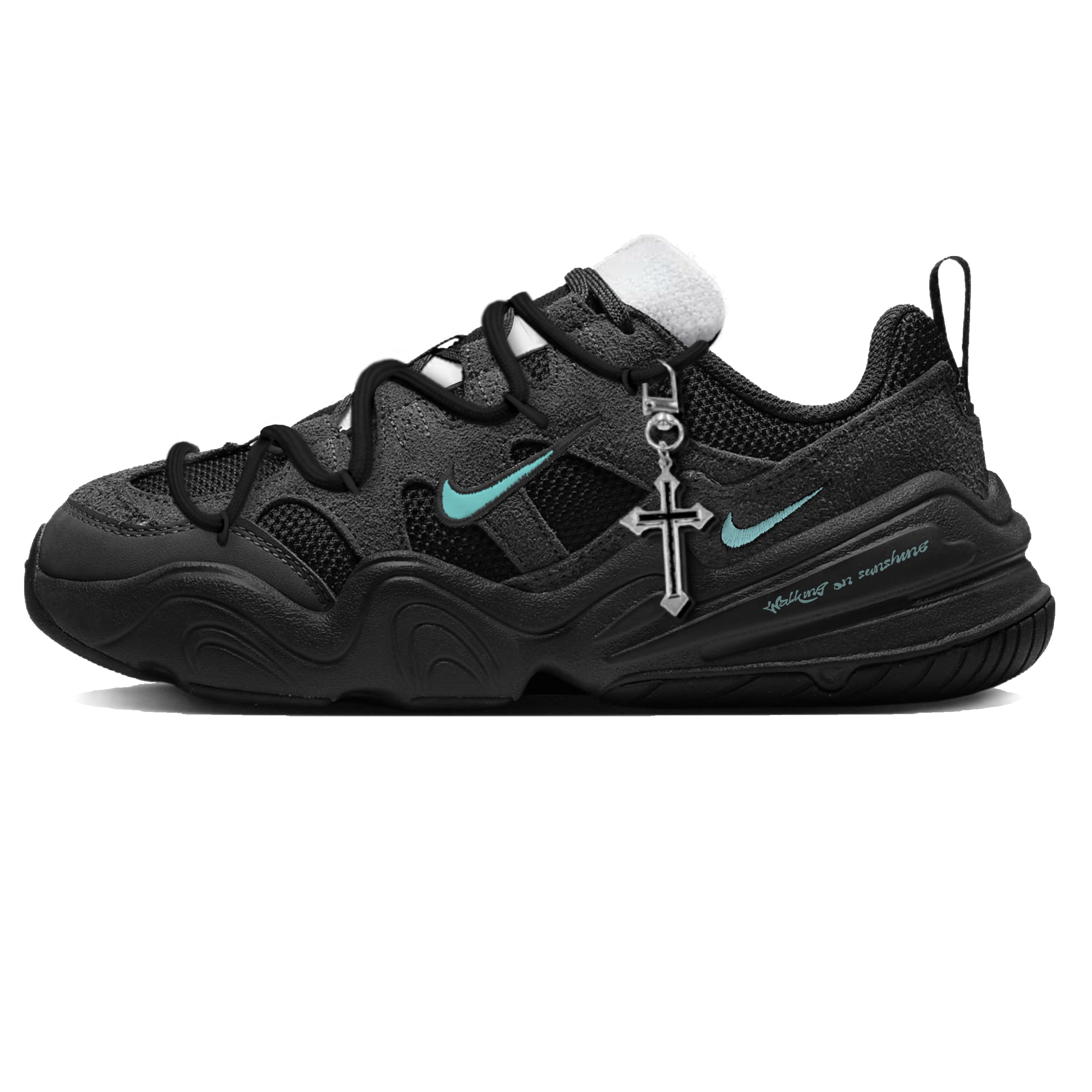 Nike Tech Hera Turquoise Abrasion Resistant Low top Casual Shoes Unisex Black