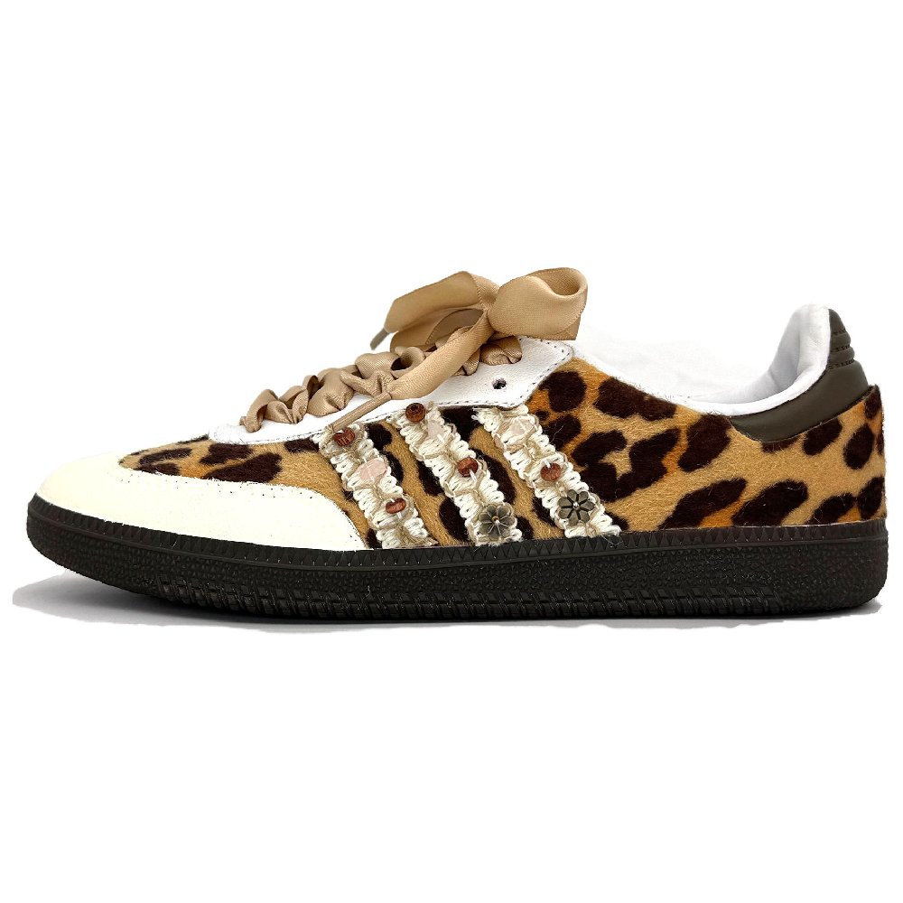 Adidas Originals SAMBA OG SD Wild Breath Abrasion Resistant Low Top Skateboard Shoes Unisex Leopard Print