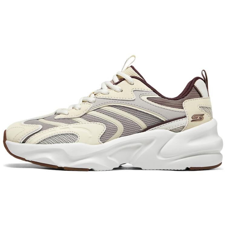 Skechers DLITES Anti-Slip Wear-Resistant Low-Top Casual Running Shoes Women's Beige Brown