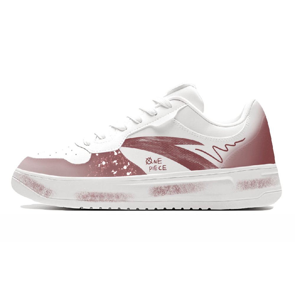 Anta Relaxed Anti Slip Wear Resistant Low Top Skateboard Shoes Unisex White Red