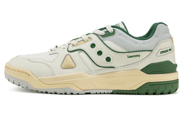 Saucony Cross 90 Anti-Slip Wear-Resistant Low-Top Skateboard Shoes Unisex White Green