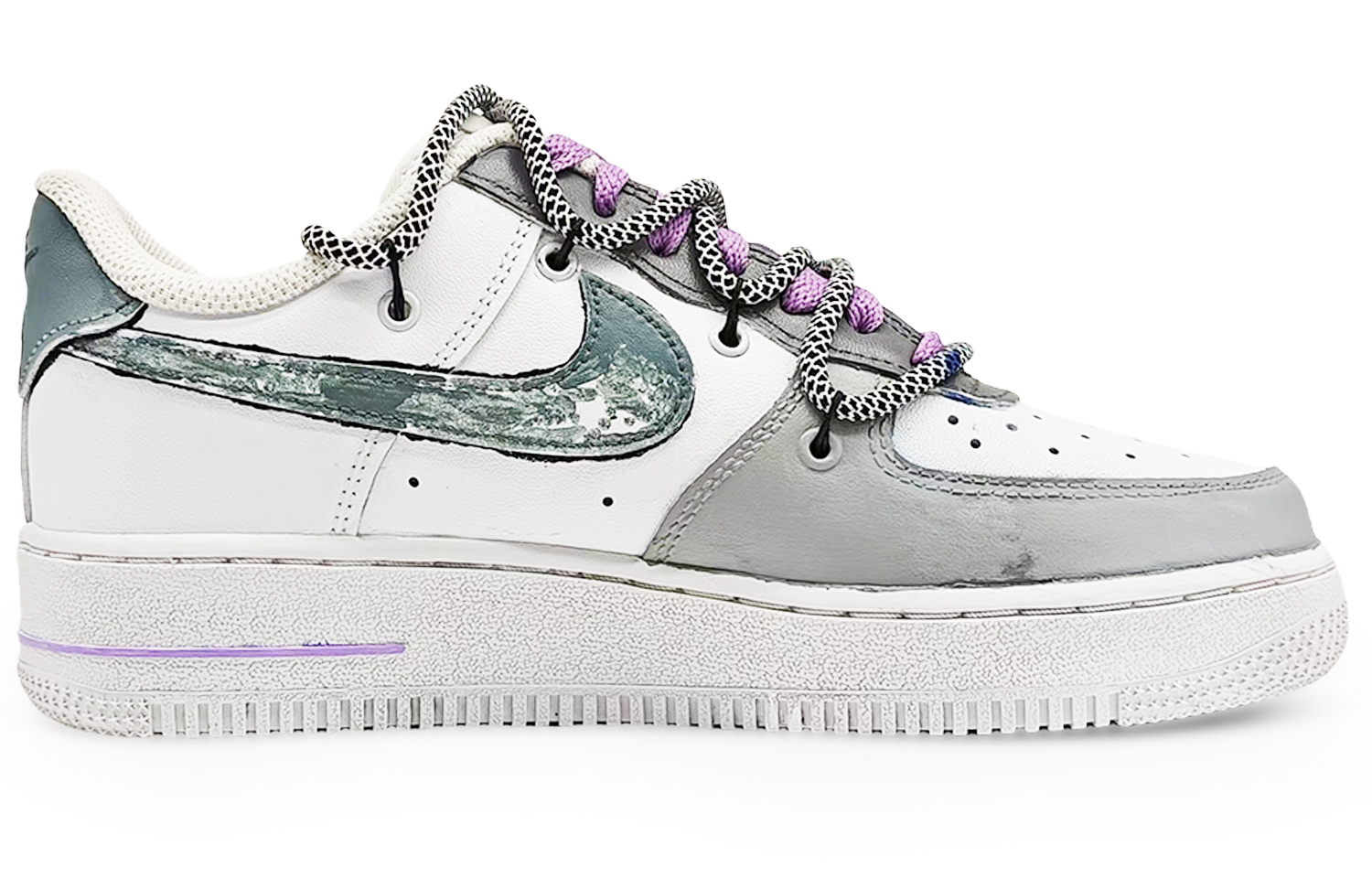 Nike Air Force 1 Coverage Anti-Slip And Wear-Resistant Low-Top Skateboard Shoes Unisex Gray Blue купить в интернет-магазине Yoocart с быстрой доставкой по России.