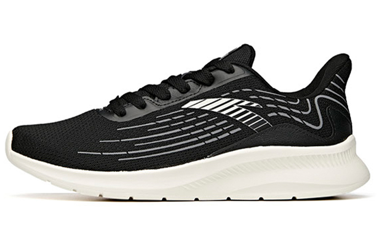 Anta Cushioned Anti-Slip Wear-Resistant Breathable Lightweight Low-Top Running Shoes Men's Black Gray White