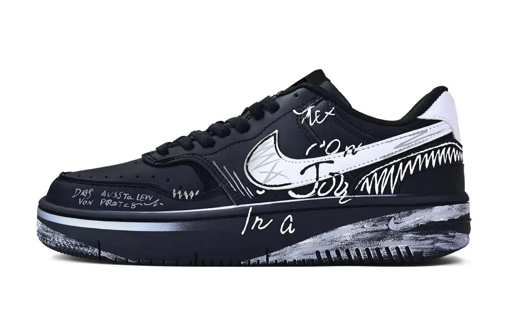 Nike Gamma Force Abrasion Resistant Low top Skateboard Shoes Unisex Black White
