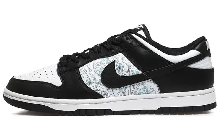 Nike Dunk Retro Slip Resistant, Abrasion Resistant, Lightweight Low Top Skateboard Shoes Men's Black And White Cyan