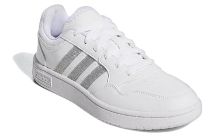Adidas Hoops 3.0 Low Cut Tennis Shoes 'White Silver Metallic' Women's