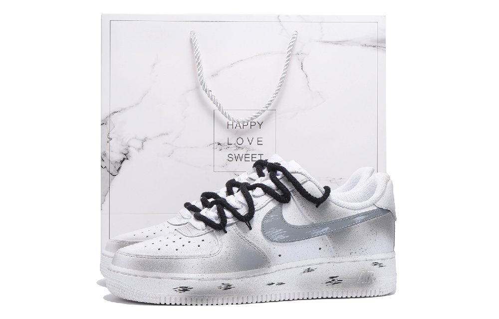 Nike Air Force 1 Anti-Slip Wear-Resistant Low-Top Skateboard Shoes Unisex Gray White
